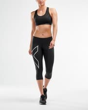 Image of 2XU Womens Core 3/4 Compression Tights Black/Silver Small