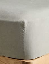 Image of M&S Bedding Pure Linen Extra Deep Fitted Sheet Single Khaki