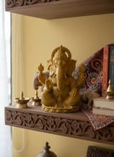 Image of Lord Ganesha Hindu God Statue Gold Colour 20 Cm High