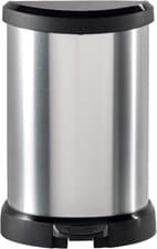 Image of Curver Metal Effect Pedal Touch Slim Deco Kitchen Work Waste Bin 20L - Silver