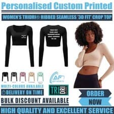 Image of Personalised Custom Women TriDri ribbed seamless 3D Fit Crop Top Exercise TR224