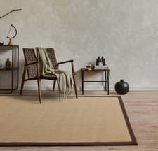 Image of Sisal Rug Natural Large 100% Sisal Linen Rug Chocolate Border Rug Anti Slip
