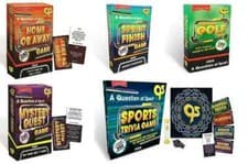 Image of A QUESTION OF SPORT TRIVIA CARD GAMES - MYSTERY GUEST, SPRINT FINISH, HOME AWAY