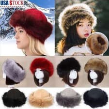 Image of Women Winter Russian Fluffy Faux Fur Headband Hat Thick Ear Warm Snow Ski Cap US