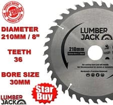 Image of Lumberjack TCT Circular Saw Blade 210mm x 30mm x 36T for Mitre & Table Saws