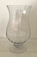 Image of X Large Clear Glass Pedastal Hurricane Vase Hand Made with Ripple  H 30 cm