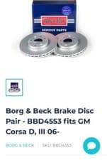 Image of Brand New Borg & Beck Pair Vented Front Brake Disc Rotor BBD4553 Vauxhall&Fiat