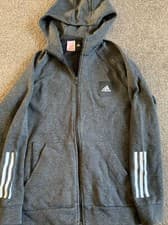 Image of ADIDAS HOODED SWEAT SHIRT ZIP UP TOP SIZE 15-16 Years GREY