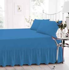Image of Base Valance Sheets Polycotton Plain Box Pleated Platform Bed Sheets in All Size