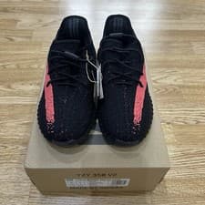 Image of Adidas Yeezy Boost 350 v2 Core Black Red (Kids) 2024 - UK3