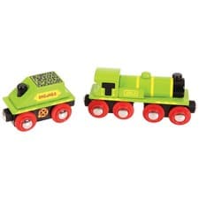 Image of Bigjigs Rail Wooden Big Green Engine Carriage Locomotive Train Track Accessory