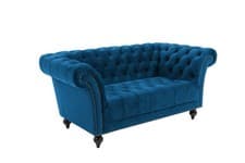 Image of Chester 2-Seater Sofa – Velvet Fabric, Midnight Blue & Grey