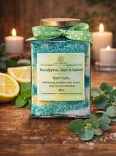 Image of Eucalyptus Mint Lemon Bath Salts 385g | Refreshing Bath Soak | Handmade Spa Gift