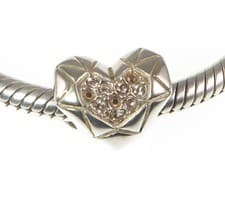 Image of Chamilia 925 sterling silver & crystal PALE PURPLE FACETED HEART charm bead love