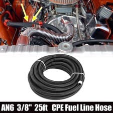 Image of 25ft AN6 3/8" Universal Braided Nylon Stainless Steel CPE Oil Fuel Gas Line Hose