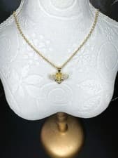 Image of Chic 9k Gold Plated Bee Necklace Encrusted in Cubic Zirconia - BNIB