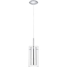 Image of Refined Lighting Chrome & Clear Glass Cylinder Single Light Ceiling Pendant