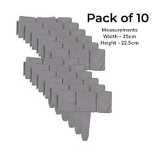 Image of 10 Pack Grey Cobbled Stone Effect Plastic Garden Lawn Edging Plant Border