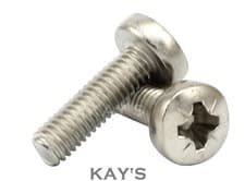 Image of M3 (3mmØ) POZI PAN HEAD MACHINE SCREWS POZI DRIVE BOLTS A2 STAINLESS STEEL,KAY'S