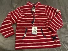 Image of LAZY JACKS fleece top red with white stripes & half zip up Age 7/8