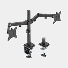 Image of VonHaus Double Monitor Stand with Clamp for 17-32" Screens Adjustable Mounts