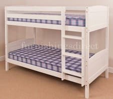 Image of 3FT SINGLE, 2FT6 SHORTY WHITE, ANTIQUE, NATURAL PINE BUNK BED + MATTRESS OPTIONS