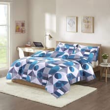 Image of Duvet Cover Set Shapes Geometric Reversible Luxury Printed Bedding Set