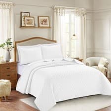 Image of Quilted Bedspread Set 3 Piece Bed Throw With Pillow Shams Single Double King SK