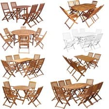 Image of 5/7/9 Pieces Solid Acacia Wood Outdoor Folding Dining Set Garden Table Chair ST
