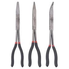 Image of 3PCS 13" Double Jointed Long Needle/Flat Nose Pliers Set 0° 45° Tips With Grip