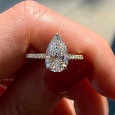 Image of 3TCW Pear Cut Moissanite Classic Engagement Ring In 14k Yellow Gold Plated