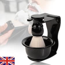 Image of 3 in 1 Men's Shaving Brush Holder Set Brush Bowl Shaving Razor Stand Holder Kit