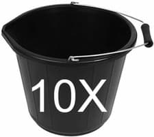 Image of Black Plastic Builders Bucket 3 Gallons 14L Heavy Duty Water/Feed Storage Handle