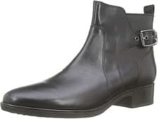 Image of £130 GEOX D FELICITY C SIZE 5 38 BLACK LOW FLAT REAL LEATHER ANKLE BOOTS BNWB
