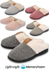 Image of Ladies Memory Foam Slippers Dunlop Washable Faux Sheep Skin Fur Slip On Shoes