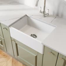 Image of 605 x 405mm Ceramic Belfast Kitchen Sink Single Bowl 1.0 & Chrome Strainer Waste
