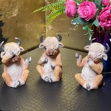 Image of Set of 3 Who Done It Highlands Cows 15cm