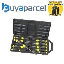 Image of Stanley Cushion Grip 10 Screwdriver Set Magnetic Tips STA265014 2-65-014