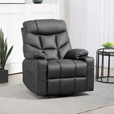 Image of PU Leather Manual Recliner Chair, Swivel Armchair for Living Room