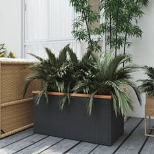 Image of WALPLUS Planter Black 80x40x40 cm Poly Rattan Outdoor Garden Pot