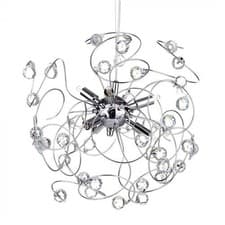 Image of Litecraft Crystal Effect Ceiling Pendant 6 Light - Polished Chrome Clearance