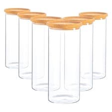 Image of 6x Glass Storage Jars with Cork Lids Modern Kitchen Food Storage 1.5 Litre