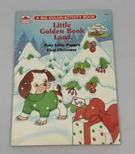 Image of Vtg Poky Little Puppy's 1st Christmas Coloring Activity Book Golden Land UNUSED