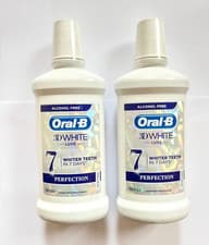Image of 2 x 500ml Oral B 3D WHITE LUXE Perfection Clean mint Rinse Mouthwash 0% ALCOHOL