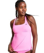 Image of Nike Womens Essential Square Neck Racerback Tankini Swim Top Playful Pink M