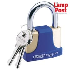 Image of Draper 64166 52mm Solid Brass Padlock With Hardened Steel Shackle & 2 Keys