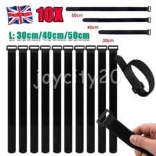Image of 20mm W Cable Ties With Buckle Reusable Hook & Loop Strapping Fastener x 10 UK