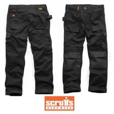 Image of Scruffs Worker Trousers Black Multi Pocket (All Sizes) Reinforced Trade Workwear