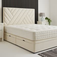 Image of Monaco Plush Velvet Upholstered Lift Up Ottoman Divan Storage Bed with Headboard