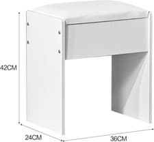 Image of Dressing Table Stool, Padded Vanity Stool White Makeup 36x24x40 cm